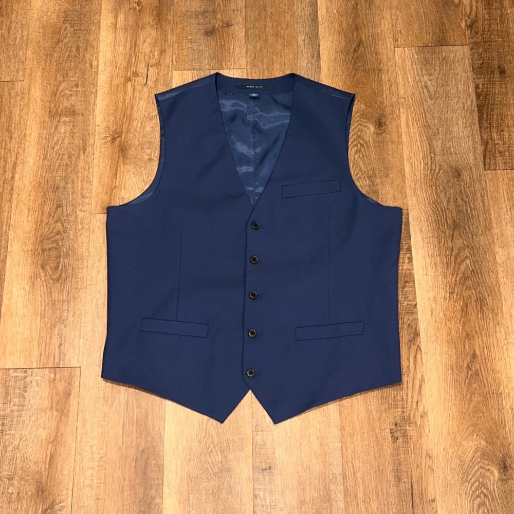 Perry Ellis Mens Blue Five Button Formal Suit Vest XL PS49713